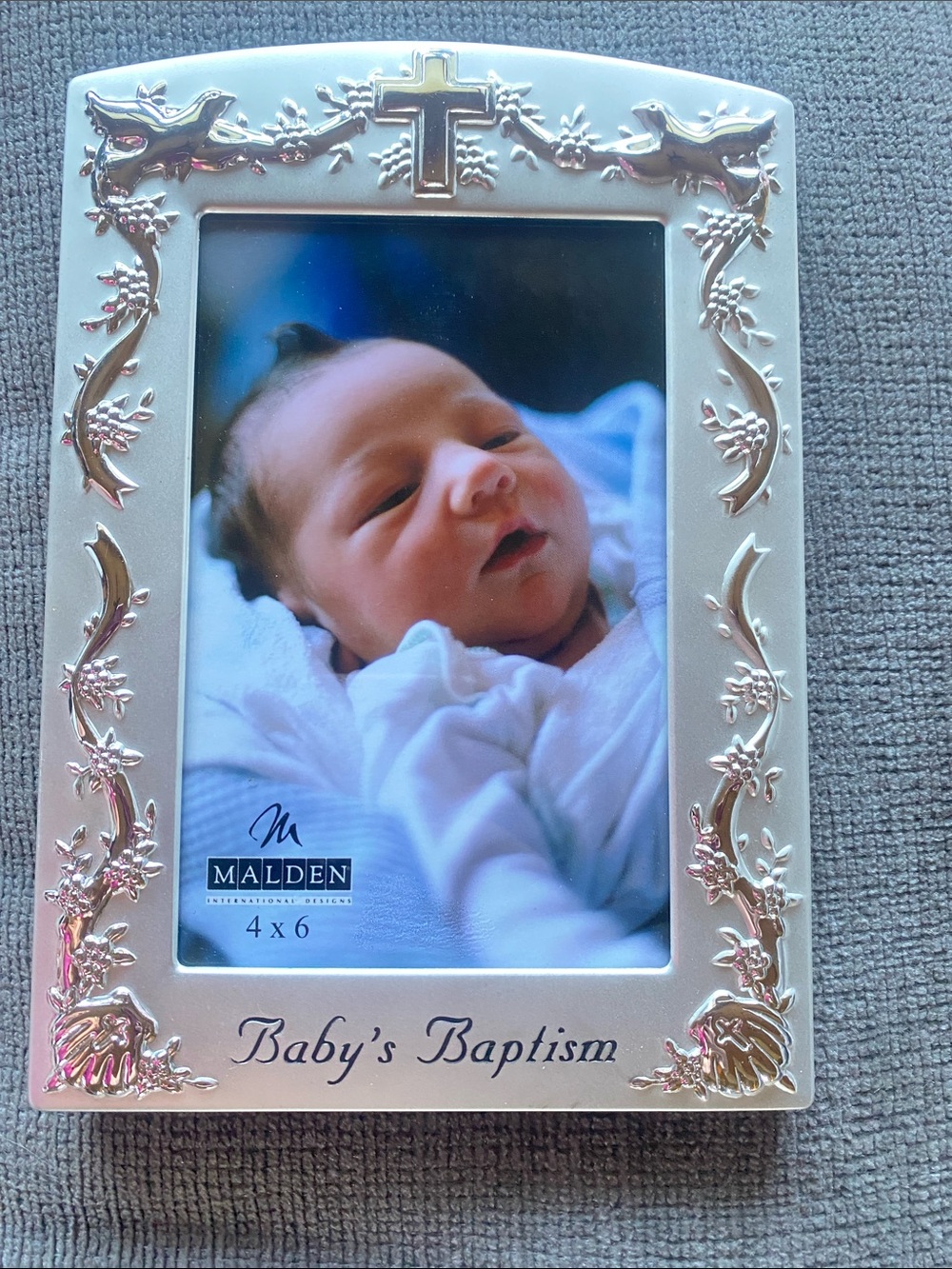 Malden Silver Floral Dove Baby Baptism Picture Frame